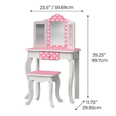 Fantasy Fields Polka Dot Vanity Table & Stool Storage