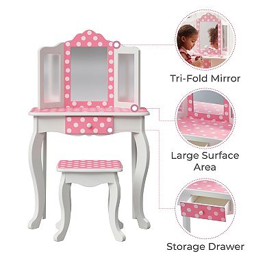 Fantasy Fields Polka Dot Vanity Table & Stool Storage