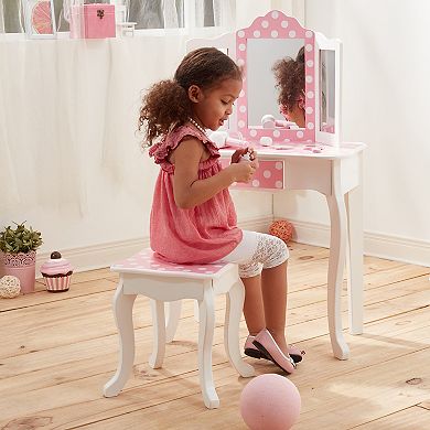 Fantasy Fields Polka Dot Vanity Table & Stool Storage