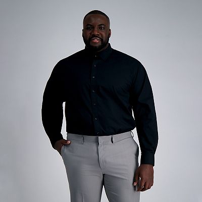 Haggar Men's Big & Tall Classic-Fit Premium Comfort Dress Shirt - Black Solid - Size 18 37/38