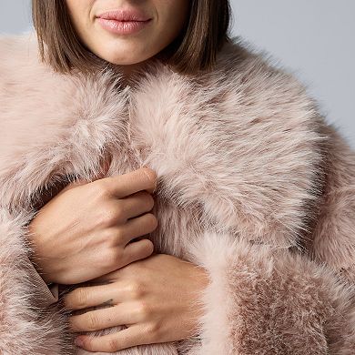 Women's Simply Vera Vera Wang Cropped Faux-Fur Coat