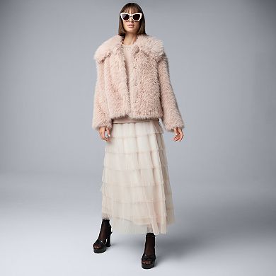 Women's Simply Vera Vera Wang Cropped Faux-Fur Coat