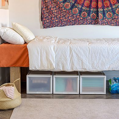 Iris 3-Pack Plastic Storage Drawers with Sliding Doors