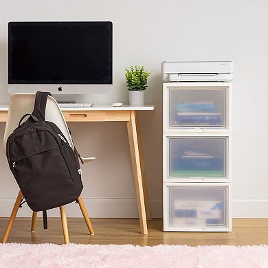 Iris 3-Pack Plastic Storage Drawers with Sliding Doors