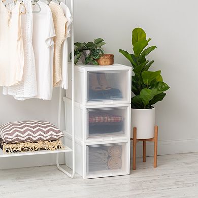 Iris 3-Pack Plastic Storage Drawers with Sliding Doors