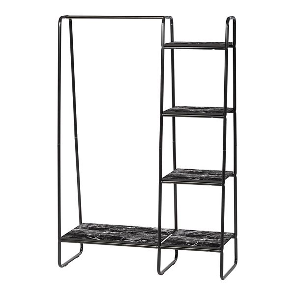 Iris 5 Shelf Modern Metal Garment Rack - Black (LARGE)