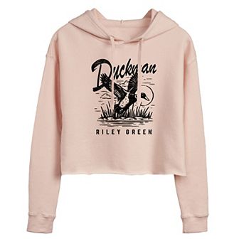 Juniors' Riley Green Duckman Cropped Hoodie