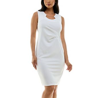 Women's Nina Leonard Envelope Neckline Sheath Midi Dress