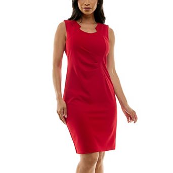 Women's Nina Leonard Envelope Neckline Sheath Midi Dress