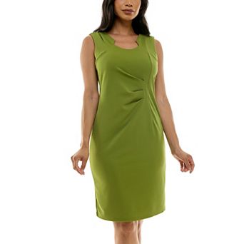 Women's Nina Leonard Envelope Neckline Sheath Midi Dress