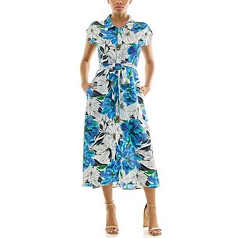 Women's Nina Leonard Collared Button Front Dress