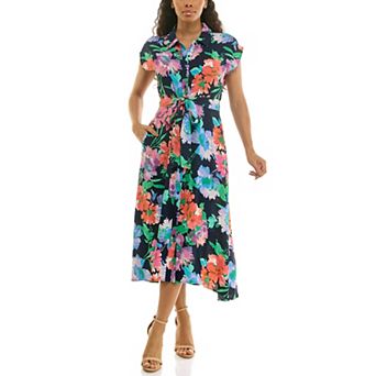 Women's Nina Leonard Collared Button Front Dress