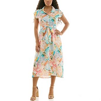 Women's Nina Leonard Collared Button Front Dress