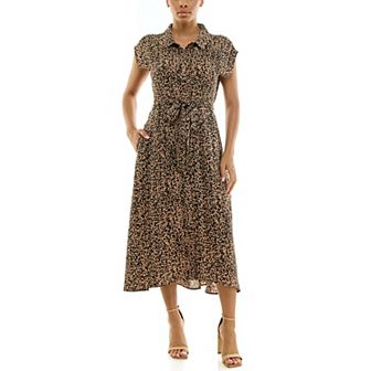 Women's Nina Leonard Collared Button Front Dress
