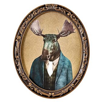American Art Décor Down to Business Moose Ornate Oval Framed Bar Wall Decor