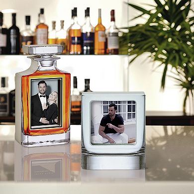 American Art Décor 2-Piece Whiskey Bottle and Glass Tumbler Photo Frame Set