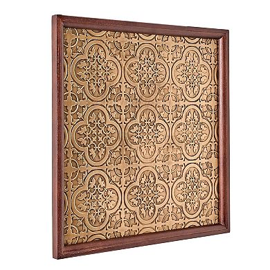 American Art Décor Embossed and Framed Gold Tile Bar Wall Decor