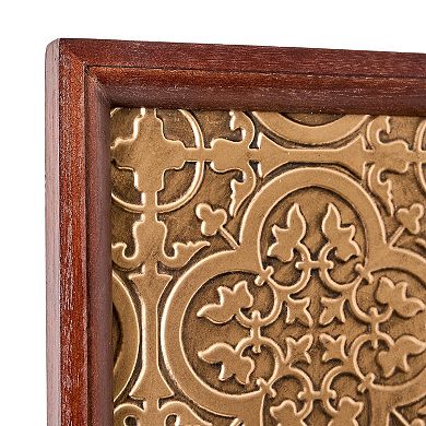 American Art Décor Embossed and Framed Gold Tile Bar Wall Decor