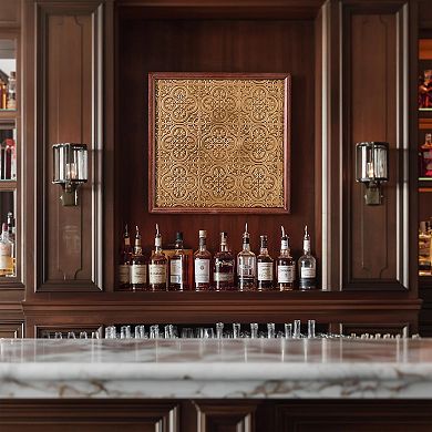 American Art Décor Embossed and Framed Gold Tile Bar Wall Decor