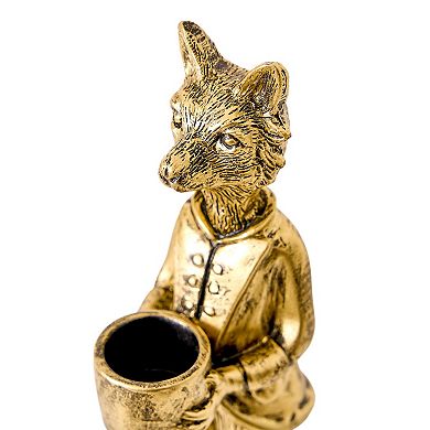 American Art Décor The Fox and Rabbit Gold Resin Tabletop Bar Decor