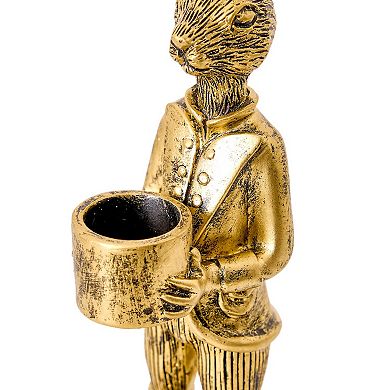 American Art Décor The Fox and Rabbit Gold Resin Tabletop Bar Decor