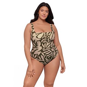Women's S3 Swim Sculpting Square Neck Lace Back One-Piece Swimsuit