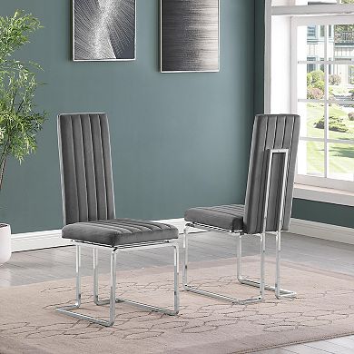 Best Quality Furniture Upholstered Dining Chairs with Chrome Base (Set of 2)