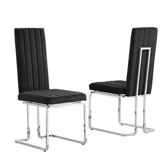 Best Quality Furniture Upholstered Dining Chairs with Chrome Base (Set of 2)