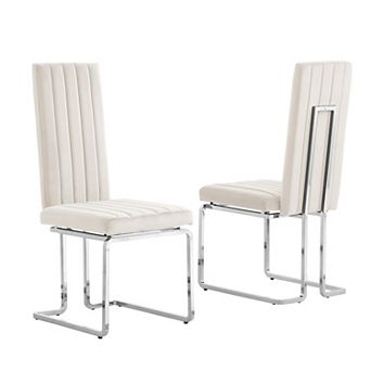 Best Quality Furniture Upholstered Dining Chairs with Chrome Base (Set of 2)