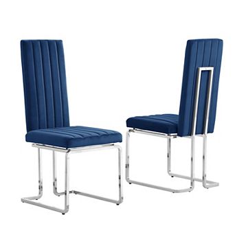 Best Quality Furniture Upholstered Dining Chairs with Chrome Base (Set of 2)