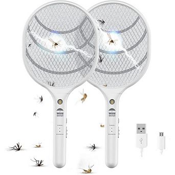 Wbm Smart Electric Fly Swatter Racket, Rechargeable Bug Zapper, Medium-2 pk