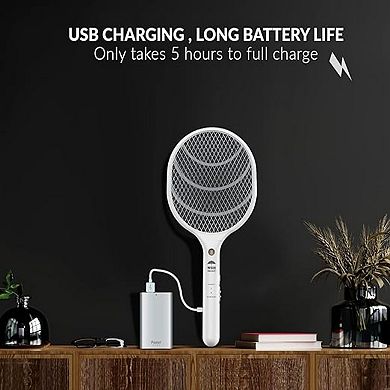 Wbm Smart Electric Fly Swatter Racket, Rechargeable Bug Zapper, Medium-2pk
