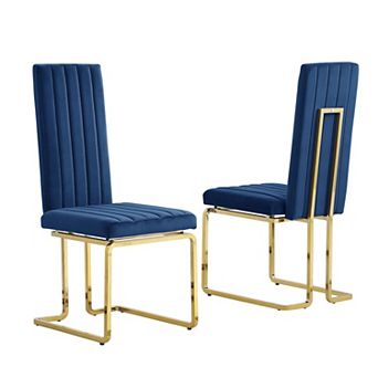 Best Quality Furniture Upholstered Dining Chairs with Gold Chrome Base (Set of 2)