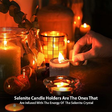 Selenite Crystal Candle Holder, Natural Healing Stone, Best For Occasional Gift 2 Lbs