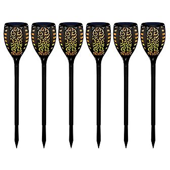 Wbm Smart Solar Lights, Waterproof Flickering Flame Lights For Yard, 43 Inches-pack Of 6