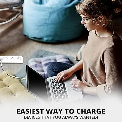 WBM Extension Cord Socket 5.9 Ft With 2 Usb and C Type Port - 2 pcs