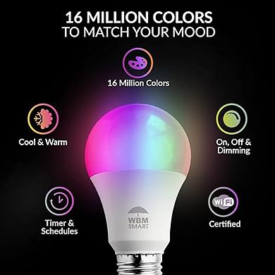 Led Light Bulb, Color Changing Night Lights - Compatible With Alexa And Bluetooth - 2 Pack