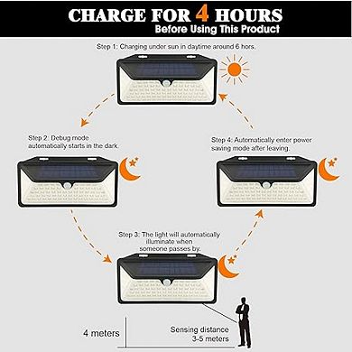 Wbm Smart 100 Led Solar Lights, Waterproof Outdoor Lights For Patio & Fence, 4 Packs White