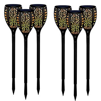 Wbm Smart Solar Lights, Waterproof Flickering Flame Lights For Yard, 43 Inches-6 Pcs