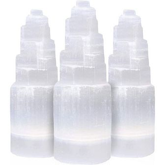 Tower Skyscraper 10cm, Natural Home Decoration & Meditation Stone-3 pc White
