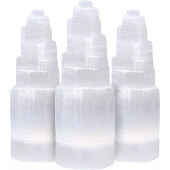 Tower Skyscraper 10cm, Natural Home Decoration & Meditation Stone-3 pc White