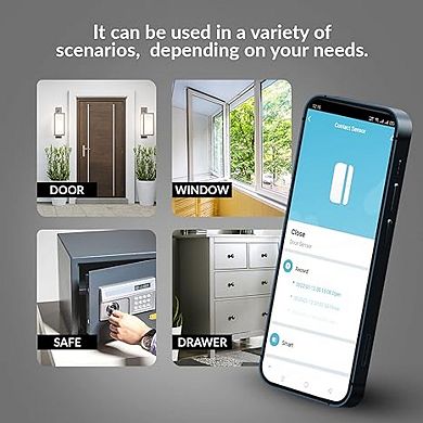 Wifi Door Sensor, Alarm Contact Sensor, Easy Installation Home Security System-2 Count