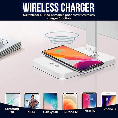 Led Table Lamp, Foldable Desk Lamp With Wireless Charger & Usb Port, 3-brightness Levels