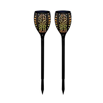 Wbm Smart Outdoor Solar Lights, Waterproof Flickering Flames 96 Led Torches, 2 Packs Black