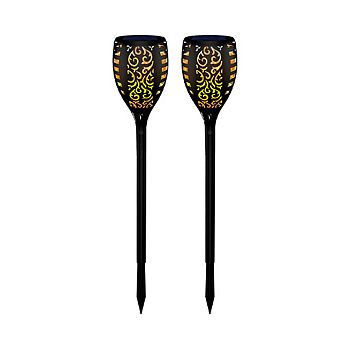 Wbm Smart Outdoor Solar Lights, Waterproof Flickering Flames 96 Led Torches, 2 Packs Black