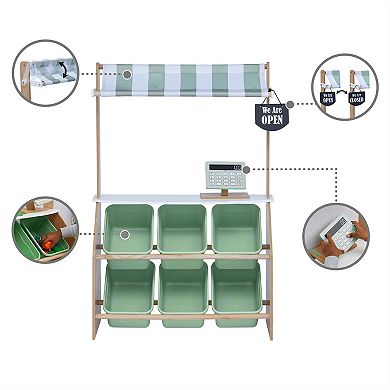 Teamson Kids Farmers Market Stand Playset and Storage