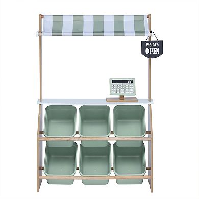 Teamson Kids Farmers Market Stand Playset and Storage