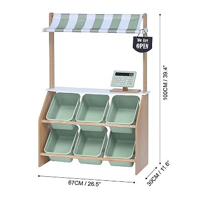 Teamson Kids Farmers Market Stand Playset and Storage