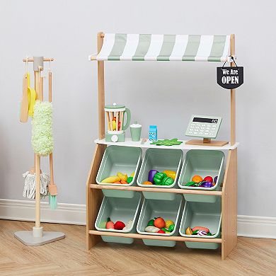 Teamson Kids Farmers Market Stand Playset and Storage