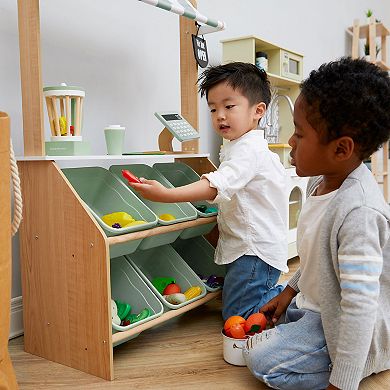 Teamson Kids Farmers Market Stand Playset and Storage